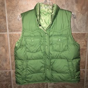 Lands end Puffer Vest green reversible Sz 10/12